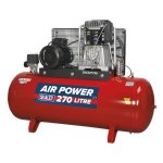 Sealey 270L Belt Drive Air Compressor with Cast Cylinders 7.5hp 3ph 2-Stage