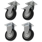 Sealey 4pc Castor Wheel Combo - Fixed & Swivel Plate Ø100mm