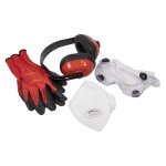 Sealey Worksafe® Flexi Grip Gloves, FFP1 Mask, Goggles & Ear Defenders