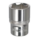 Sealey Premier Fully Polished Socket 1/2"Sq Drive 21mm