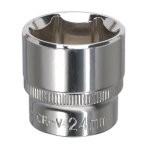 Sealey Premier Fully Polished Socket 3/8"Sq Drive 24mm