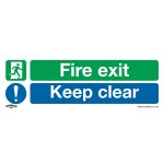 Sealey Worksafe® Fire Exit Keep Clear Safety Sign - Rigid Plastic