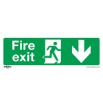 Sealey Worksafe® Fire Exit (Down) Safety Sign - Rigid Plastic