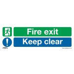 Sealey Worksafe® Fire Exit Keep Clear (Large) Safety Sign, Rigid Plastic - Pack of 10