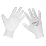 Sealey Worksafe® White Precision Grip Gloves, X-Large - Pack of 6 Pairs