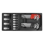 Sealey Premier Hex/Ball-End Hex Key & Socket Bit Set with Tool Tray 29pc