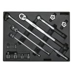 Sealey Premier Ratchet, Torque Wrench, Breaker Bar & Socket Adaptor Set with Tool Tray 13pc