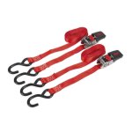 Sealey Ratchet Straps Polyester Webbing with S-Hooks 25mm x 4m 800kg Breaking Strength - Pair