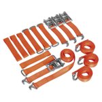 Sealey Alloy/Steel Wheel Car Transporter Ratchet Strap Kit 4pc 50mm x 3m 4500kg Breaking Strength