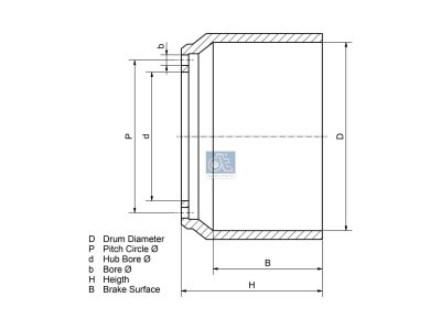 DT Spare Parts - Brake drum - 1.18705