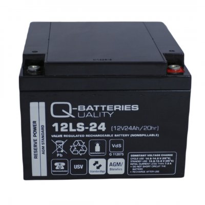 Q-Batteries - 12LS-24 12V 24Ah lead fleece battery / AGM VRLA with VdS