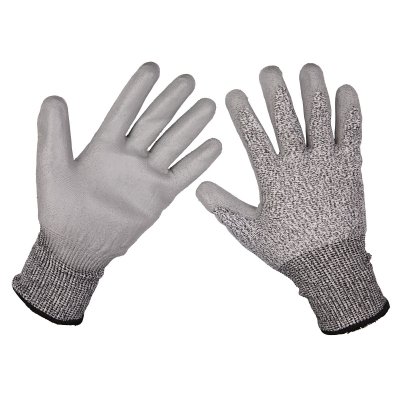 Sealey Worksafe Anti-Cut PU Gloves (Cut Level C), Large - Pair