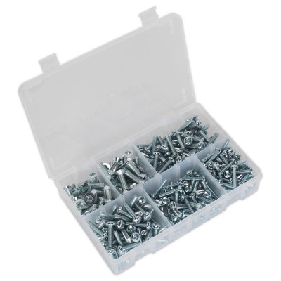 Sealey Machine Screw Assortment Countersunk & Pan Head Pozi - M5-M8 - 264pc