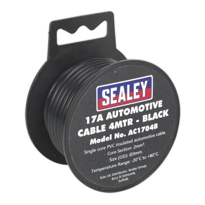 Sealey 17A Thick Wall Automotive Cable 4m - Black