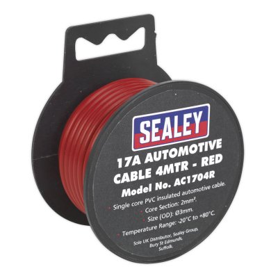 Sealey 17A Thick Wall Automotive Cable 4m - Red