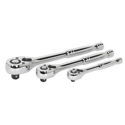 Sealey Premier Pear-Head Ratchet Wrench Set with Flip Reverse 3pc