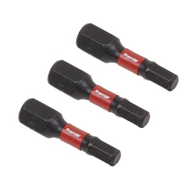 Sealey Premier Hex Impact Power Tool Bits 4 x 25mm 3pc