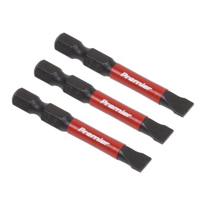 Sealey Premier Slotted Impact Power Tool Bits 6.5 x 50mm 3pc