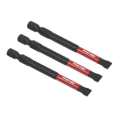 Sealey Premier Slotted Impact Power Tool Bits 6.5 x 75mm 3pc