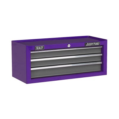 Sealey American PRO Mid-Box Tool Chest 3 Drawer - Purple/Grey