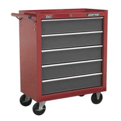 Sealey Rollcab 5 Drawer with Ball-Bearing Slides - Red/Grey