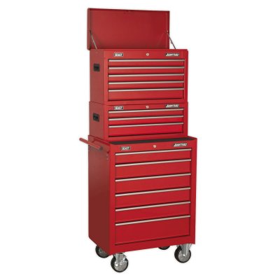 Sealey American PRO Topchest, Mid-Box Tool Chest & Rollcab Stack 14 Drawer - Red