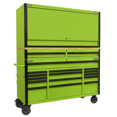 Sealey Superline PRO Black Edition Mobile Trolley with Wooden Worktop, Hutch & 2 Drawer Riser 15 Drawer 1549mm