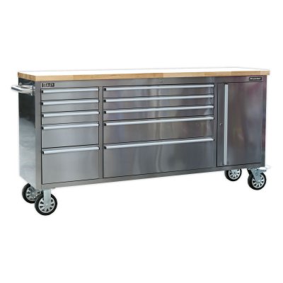 Sealey Premier Mobile Stainless Steel Tool Cabinet & Cupboard 10 Drawer