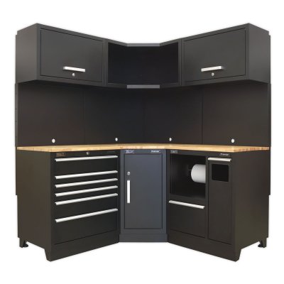 Sealey Premier Corner Storage System with Hardwood Worktop 1.7m