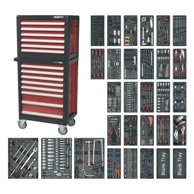 Sealey Premier Topchest & Rollcab Combination 14 Drawer with 1233pc Tool Kit