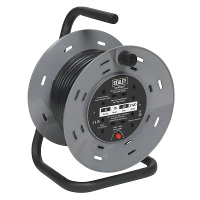 Sealey 15m Cable Reel with Thermal Trip 4 x 230V