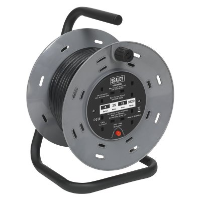 Sealey 25m Cable Reel with Thermal Trip 4 x 230V