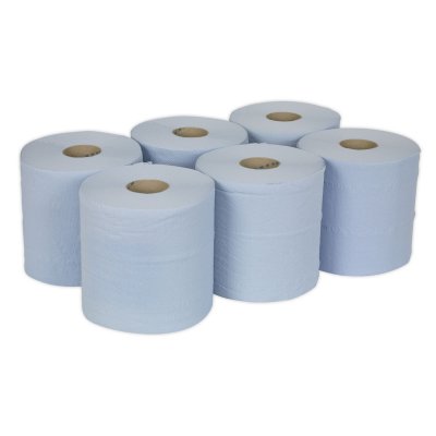 Sealey 2-Ply Embossed Blue Paper Roll 150m - Pack of 6