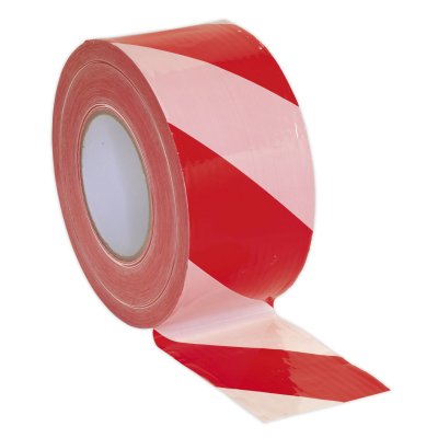 Sealey Non-Adhesive Hazard Warning Barrier Tape 80mm x 100m - Red/White