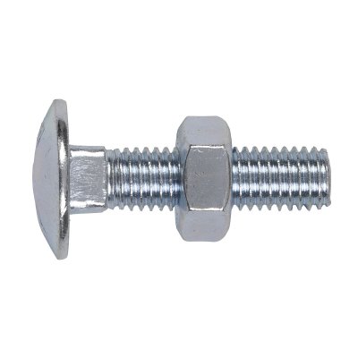 Sealey Zinc Plated Coach Bolt & Nut M10 x 40mm, DIN 603 - Pack of 50