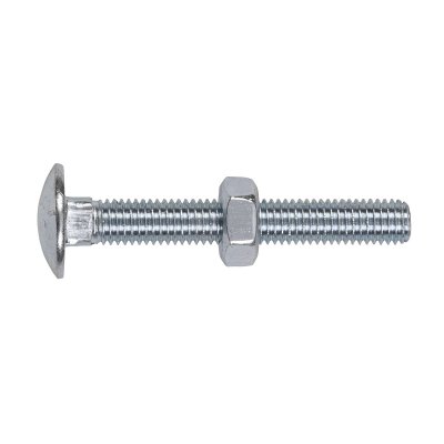 Sealey Zinc Plated Coach Bolt & Nut M10 x 75mm, DIN 603 - Pack of 50