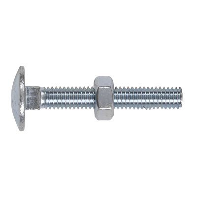 Sealey Zinc Plated Coach Bolt & Nut M6 x 40mm, DIN 603 - Pack of 100