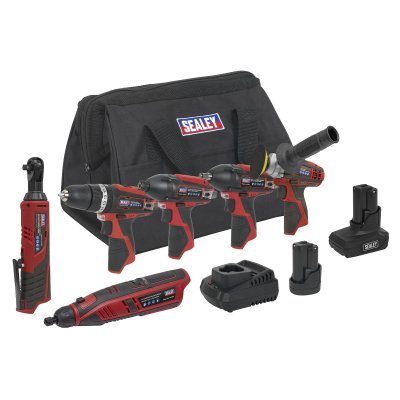 Sealey 6 x SV12 Series Cordless Power Tool Combo Kit 12V - 2 Batteries