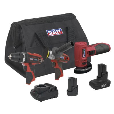 Sealey 3 x SV12 Series Cordless Power Tool Combo Kit 12V - 2 Batteries