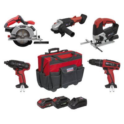 Sealey 5 x SV20 Series Cordless 5 Tool Combo Kit 20V - 2 Batteries