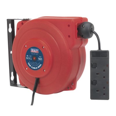 Sealey 15m Retractable Cable Reel System 2 x 230V