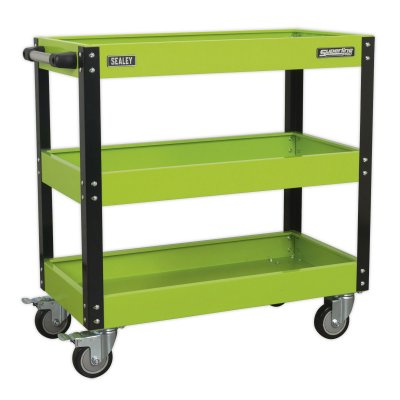 Sealey Superline PRO Heavy-Duty Workshop Trolley 3-Level - Hi-Vis Green