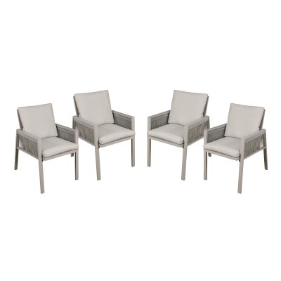 Sealey Dellonda Fusion Garden/Patio Dining Chairs with Armrests 4pc - Light Grey