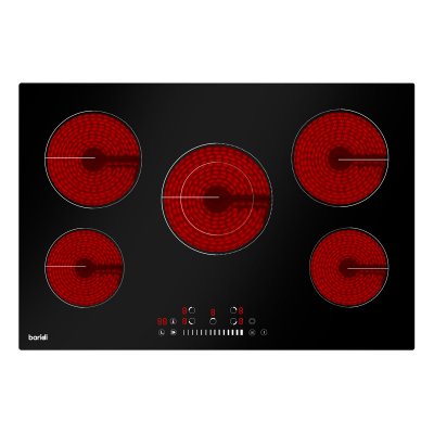 Sealey Baridi Integrated Ceramic Hob with 5 Cooking Zones 77cm - Black Glass