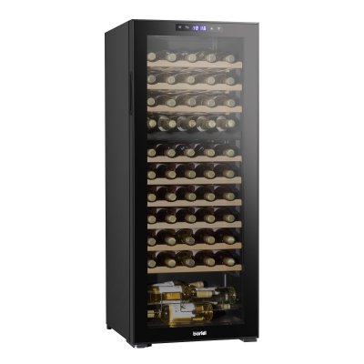 Sealey Baridi 55 Bottle Dual Zone Wine Cooler, Fridge with Digital Touch Screen Controls, Wooden Shelves & LED Light, Black