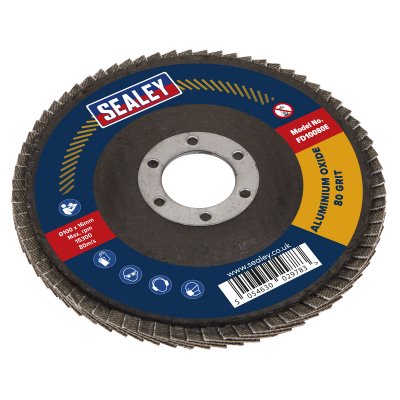 Sealey 100mm Aluminium Oxide Flap Disc 80Grit 16mm Bore