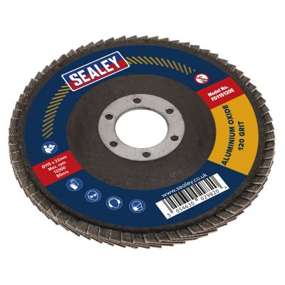 Sealey 115mm Aluminium Oxide Flap Disc 120Grit 22mm Bore