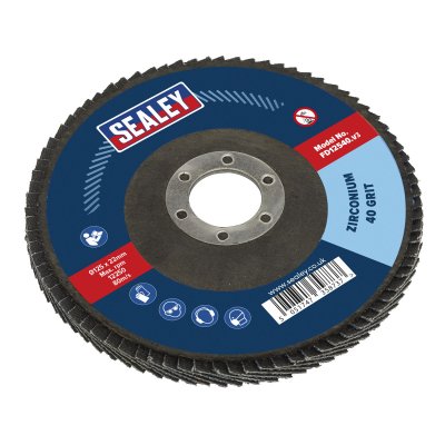 Sealey 125mm Zirconium Flap Disc 40Grit 22mm Bore