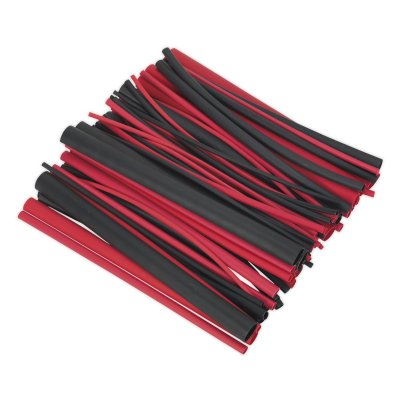 Sealey Adhesive Lined Heat Shrink Tubing Assortment 200mm 72pc - Black & Red