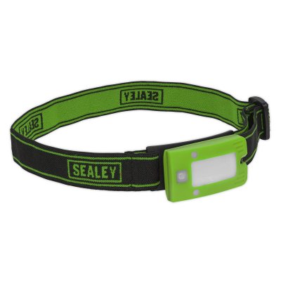 Sealey Rechargeable Head Torch with Auto-Sensor 2W COB LED - Green